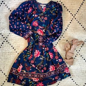 Loft printed shift knee length dress